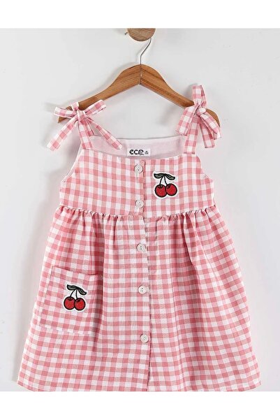 Butik Lena PEMBE PÖTİKARELİ KİRAZ NAKIŞLI ÖNDEN PATLI OMUZ BAĞLAMALI KIZ ÇOCU...