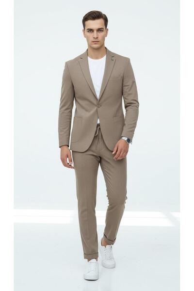 Plus Scorpion Men's Single Button Suit Jogger Pants Elastic Lace-Up Double Le...