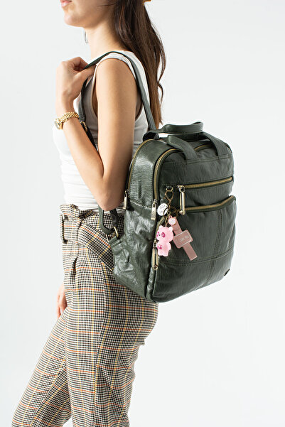 KIRASE Σακίδιο πλάτης - Χακί - Ψεύτικο δέρμα