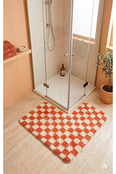 EUROBANO Chess Dama Desen Duşakabin 100x100 cm Γωνιακό χαλάκι μπάνιου από λάτ...