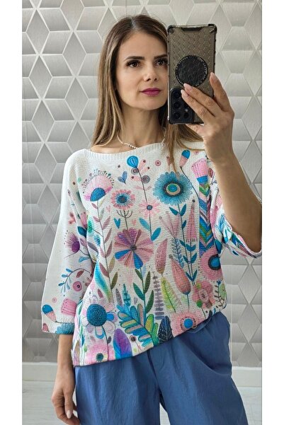 styleFlex Bluză cu Imprimeu din Tricot Fin, Vascoza elastica