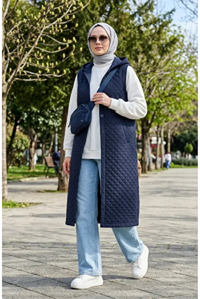 sefamerve Καπιτονέ Γιλέκο με Κουμπιά 71314-02 Ναυτικό Μπλε