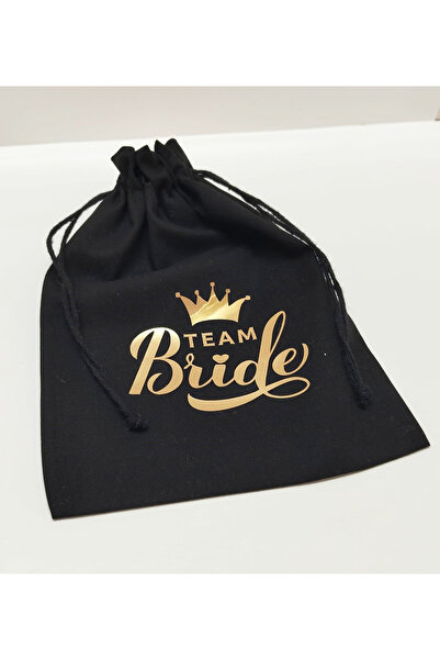 Team Bride Altın Yaldızlı Baskılı Kese 13*18 Ebat 6'lı Paket