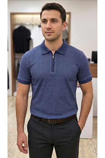 ADVANTE Ανδρικό μπλουζάκι με γιακά πόλο, στενή εφαρμογή, σε χρώμα ίντιγκο