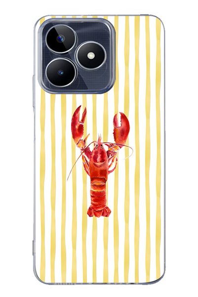 FLAMENKO Realme Note 50 4g Compatible Transparent Phone Case with Lobster Pat...