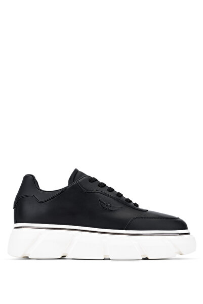 Tamer Tanca Men's Genuine Leather Black Sneakers & Sports Shoes