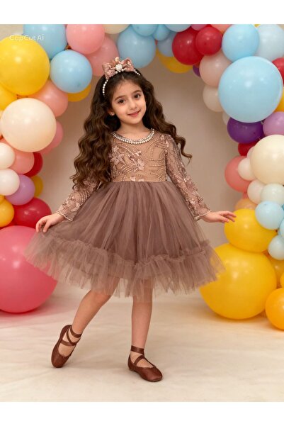 Lunas tekstil Βραδινό φόρεμα από δαντέλα και τούλι με αγκράφες, φουσκωτό. Αγο...