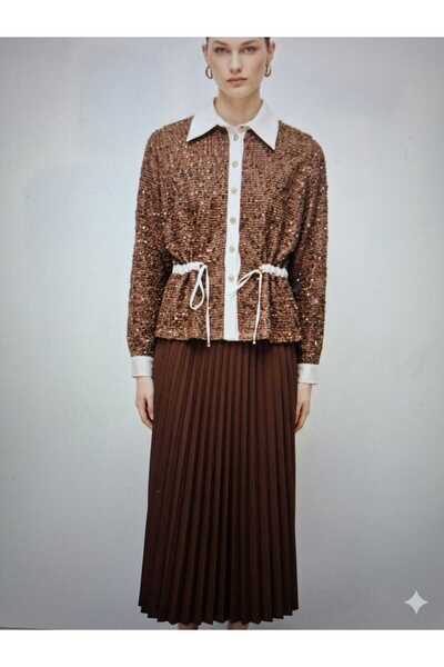 Moda İlgi Modailgi Beli Gathered Sequin Mesh Detailed Tunic-15104