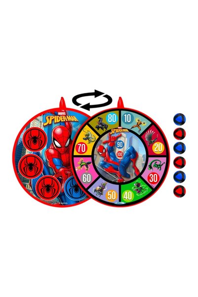 SPIDERMAN Set placă țintă cu 6 bile lipicioase pentru copii, cu două fețe, multicolor,