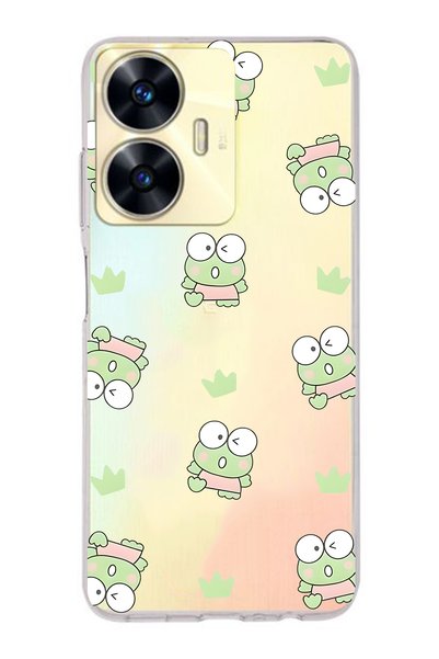 FLAMENKO Realme C55 Compatible Frog Patterned Transparent Phone Case