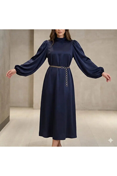 Miss Rossa Γυναικείο Σατέν Φόρεμα - Σκούρο Μπλε