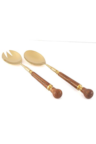 Mikasa Moor Gold Wooden Salad Serving Set