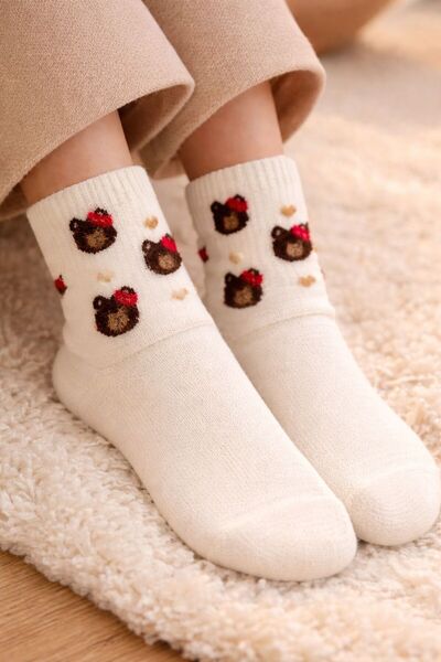 ask Women's 3-Piece Bear Figure Socks