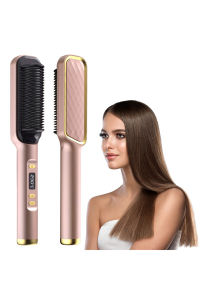 TrustTech Electric Hair Straightening Brush 45W - Rose Gold