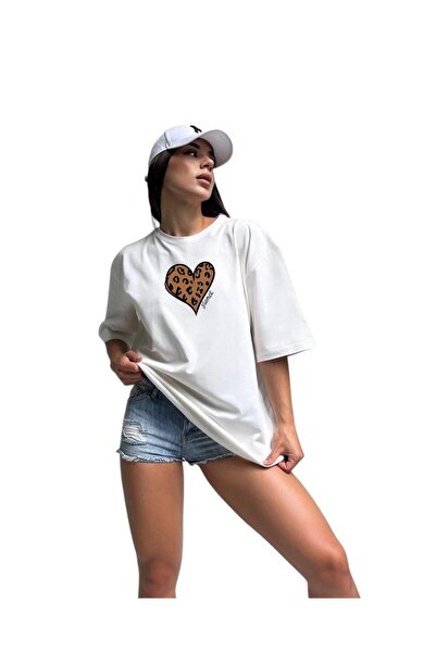 DM DOLCE MORE Μπλουζάκι με στάμπα καρδιάς, Oversize Unisex T-shirt 3PV3