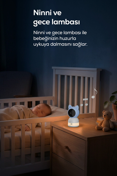 Xenon Smart Bebek Kamerası 3MP 5" LCD Monitör, Mobil Kontrol, Ninni, Hareket Algılama, Gece Görüş (Mavi-X7202)