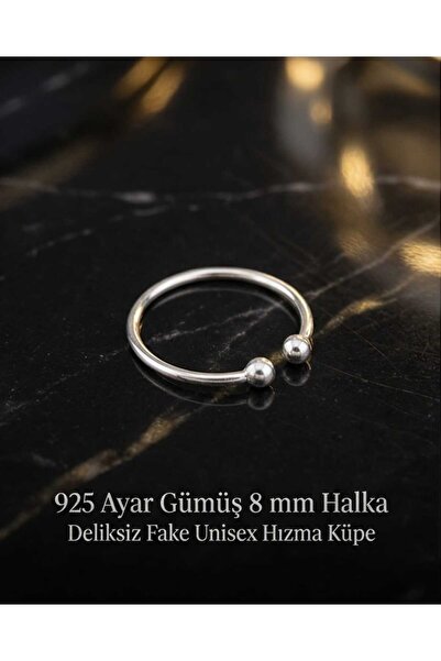 Genel Markalar 925Ayar Gümüş Delikli Deliksiz Fake Unisex Halka Küpe Hızma Mi...