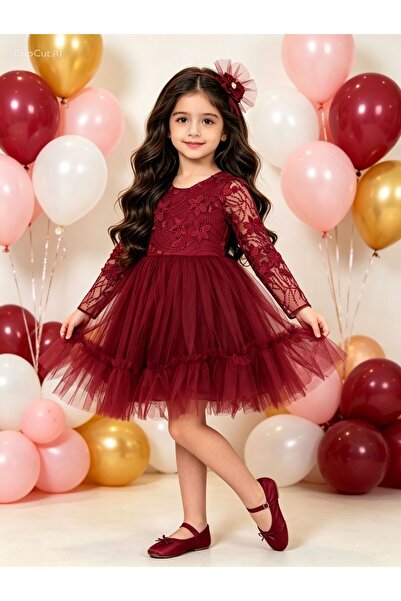 Lunas tekstil Βραδινό φόρεμα από δαντέλα και τούλι με αγκράφες, φουσκωτό. Αγο...