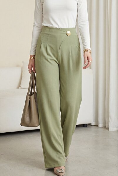 Modamorfo Φαρδύ παντελόνι κρεπ με φερμουάρ στο πλάι, λεπτομέρεια διπλώματος κ...