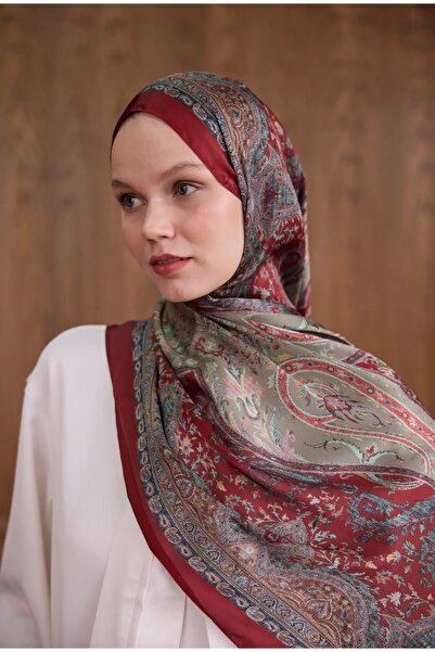 İpekhan Bordo Rengi Hint Vual Şal 5002-02