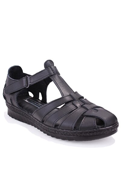 DAGOSTER DZA07-997A88 Μαύρα καθημερινά ορθοπεδικά δερμάτινα γυναικεία σανδάλια