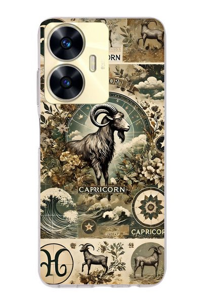 FLAMENKO Realme C55 Compatible Capricorn Patterned Transparent Phone Case