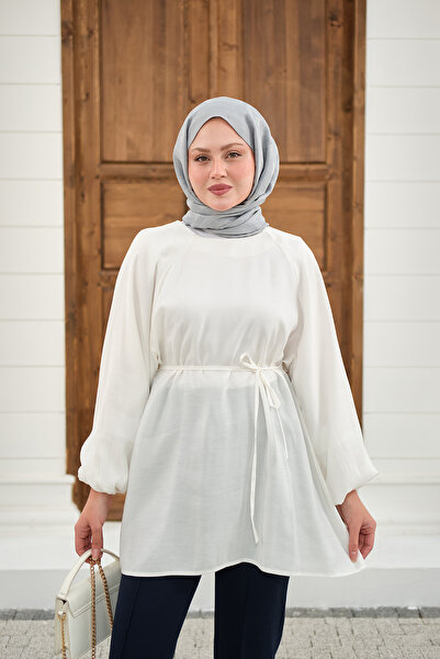 LOCCO تونيك نسائي برباط خصر باللون الأبيض