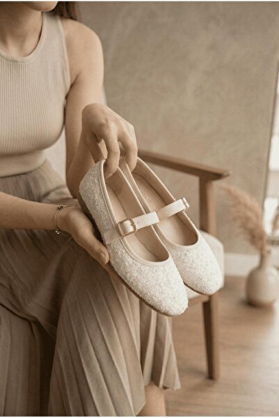 Oksit Μπαλαρίνες Mary Jane με υφή τουίντ - Κλασικά κομψά παπούτσια με αγκράφα