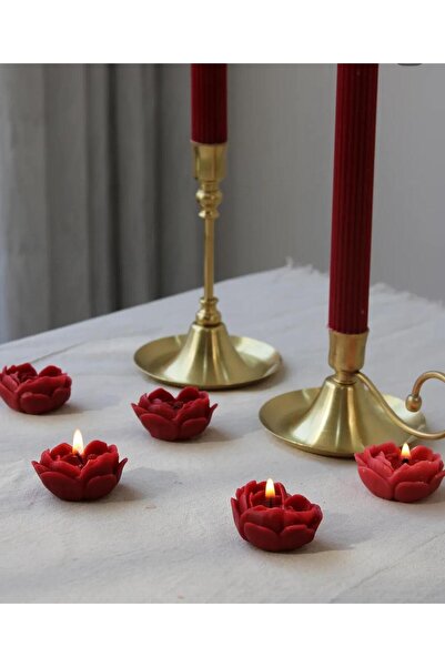 SCA CANDLE Dekoratfi Mum kalp desenli çiçek modeli 2 Kili kırmızı renk