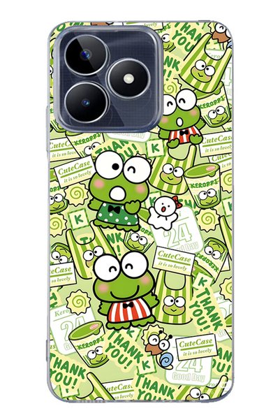 FLAMENKO Realme Note 50 4g Compatible Cute Frog Pattern Transparent Phone Case