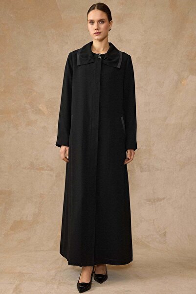 Olcay Καρφίτσα γιακά πεταλούδα και σατέν λεπτομερής επένδυση, παλτό μεγάλου μ...