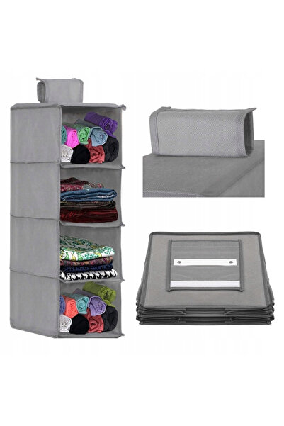 SERSIMO Organizator dulap Sersimo, 4 compartimente, textil, 80cm, gri