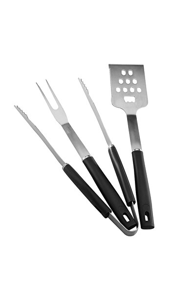 Stef's Cat Set 3 Ustensile pentru Gratar din Inox cu Maner din Lemn, Spatula,...