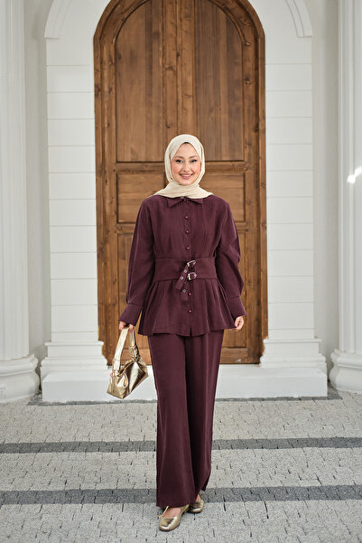 LOCCO Γυναικείο πουκάμισο με λεπτομέρεια πιέτες στη μέση, δύο ζώνες και γιακά...