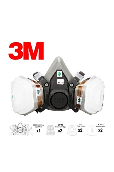 3M قناع تنفس نصف وجه 6200 (مقاس متوسط) مع خرطوشة وفلتر