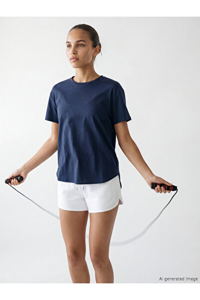 LC Waikiki Γυναικείο Αθλητικό T-shirt Oversize με Στρογγυλή Λαιμόκοψη