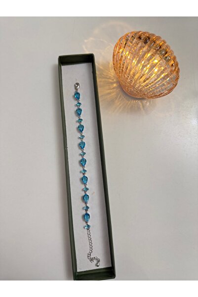 Lilith Takı Blue Stone Zircon Detailed Gold Color Women's Bracelet – Elegant ...