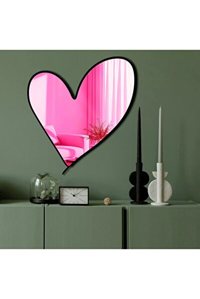 OEM Διακοσμητικός καθρέφτης Re-Bloom, μοντέλο καρδιάς, πλεξιγκλάς/EVA, μαύρο/...