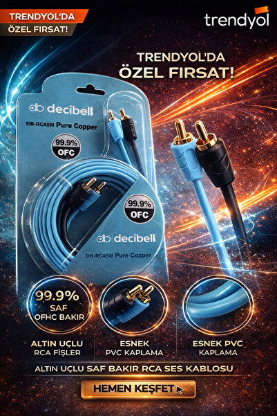decibell | DB-RCA5M | 5mt Amfi RCA Kablosu | Yüksek Cca-Bakır Oranı | Altın Uçlu