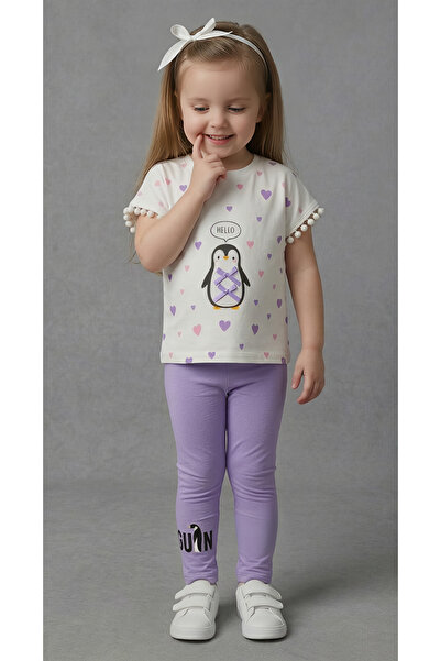 Beray Bebe Set pentru fete din bumbac cu figurină pinguin - Set cu tricou cu ...