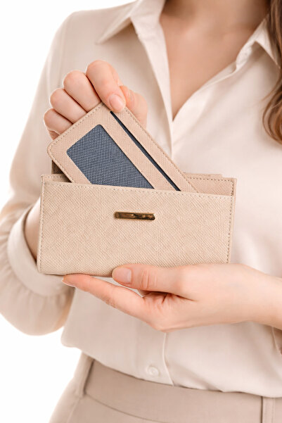 sannora bags Women's Beige Wallet Card Holder Slim Stylish Minimalist Multi-C...