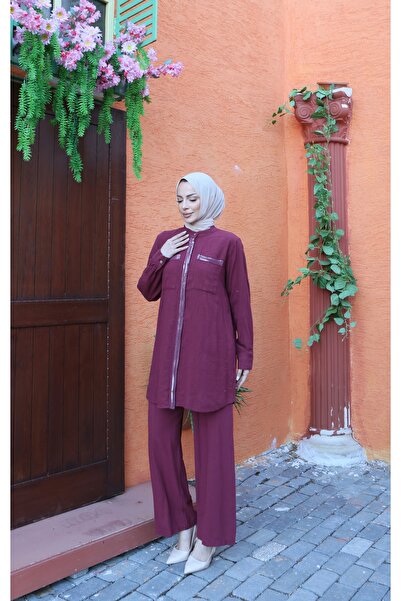 MODAMÜNASİP Υπέροχο λινό σετ ειδικής σχεδίασης από 100% βαμβάκι, με παγιέτες ...