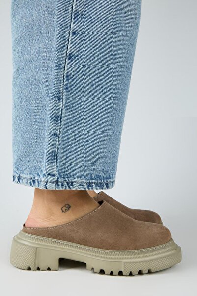 Manijero Γυναικείες δερμάτινες παντόφλες Bianca από γνήσιο δέρμα Flat Sabo Mink