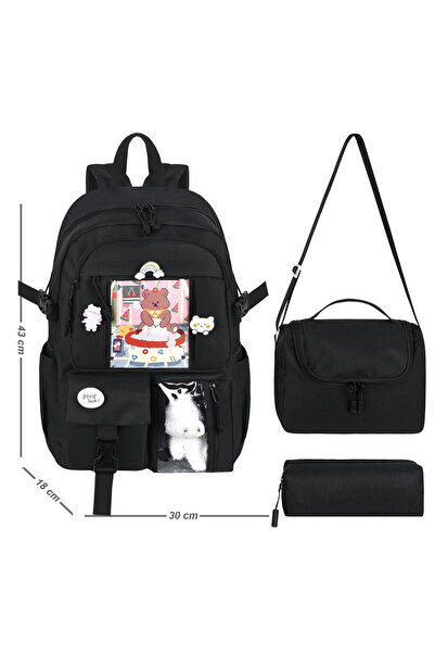 Royal Glow Kore Tarzı Ayıcıklı Aksesuarlı Kız Çocuk İlkokul Çantası Termal Be...