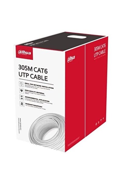 DAHUA كابل نحاسي نقي أبيض بطول 305 متر CAT6 Utp 24AWG خالٍ من الهالوجين DH-PF...