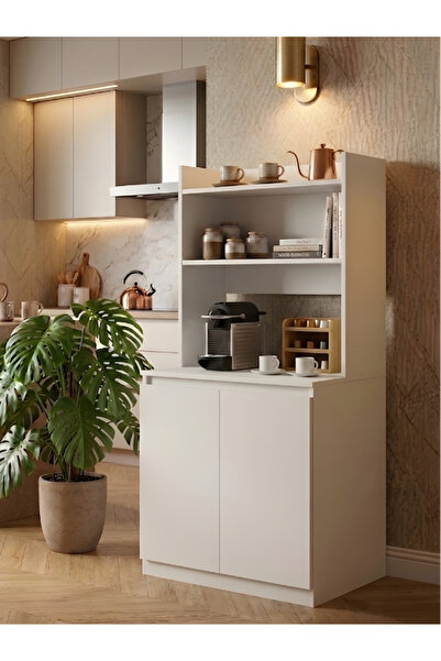 Free Home Premium MDF Ürün Barista Serisi Beyaz Kahve Köşesi ve Çok Amaçlı Mu...