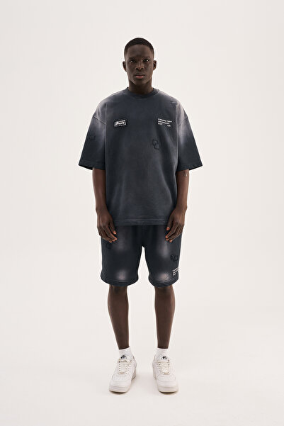 Machinist Ανδρικό μπλουζάκι Minimal Patch Washed Oversize Μαύρο