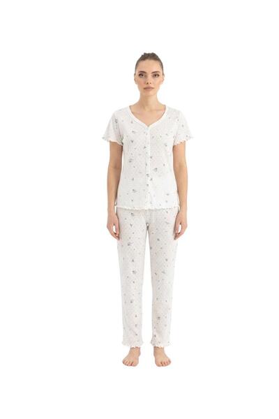 ROYAM Seamlife Γυναικείο σετ πιτζάμες με κοντό μανίκι, 100% βαμβακερό, με σχέ...