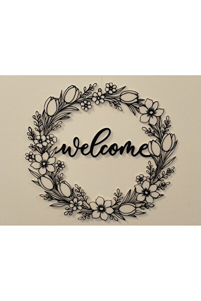 DU&ER Welcome Floral Bunny Wall Decor – Modern Floral Wreath Bunny Door & Wal...