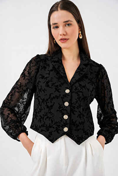 Bigdart Γυναικείο κοντό μπουφάν με σχέδια 0751 - Μαύρο